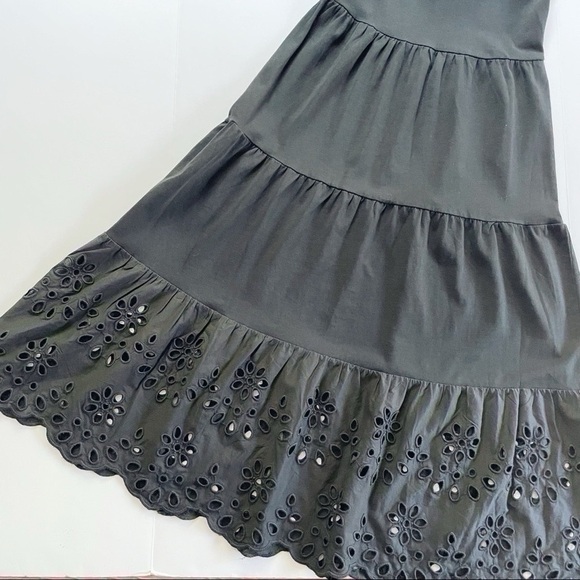 NEW J.Crew Cotton Maxi Eyelet Tiered Bottom Black Dress XXS - Picture 12 of 15